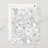 Floral kleurt zwarte witte tuin briefkaart (Voorkant / Achterkant)