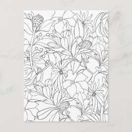 Floral kleurt zwarte witte tuin briefkaart