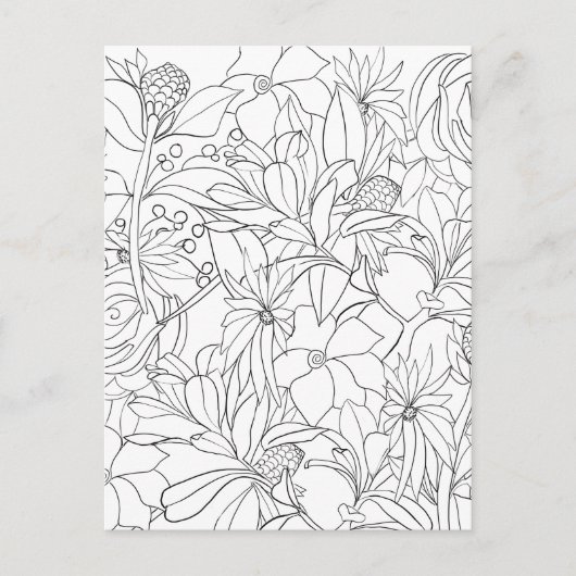 Floral kleurt zwarte witte tuin briefkaart (Voorkant)
