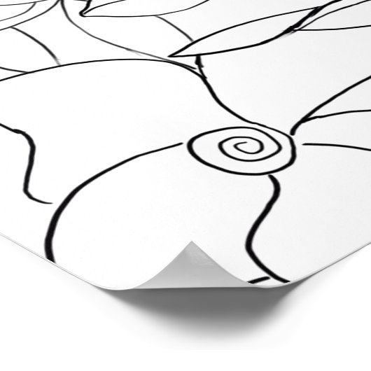 Floral kleurt zwarte witte tuin poster (Hoek)