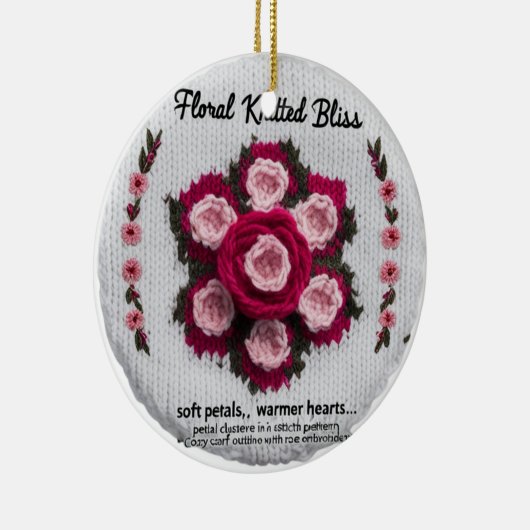 Floral Knitted Bliss Ceramic Ornament | Rose Keeps (Rechts)