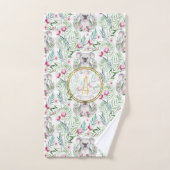 Floral KOALA BEER Monogram Girls Bedroom Nursery Bad Handdoek (Handdoek)