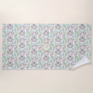 Floral KOALA BEER Monogram Girls Bedroom Nursery Strandlaken