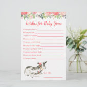 Floral Koe Baby shower wil Baby (Staand voorkant)