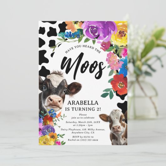 Floral Koe: "Heb je de MOOS gehoord" Kaart (Staand voorkant)