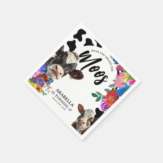 Floral Koe: "Heb je de MOOS gehoord" Servet (Hoek)