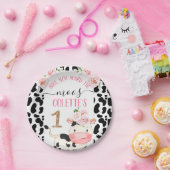 Floral Koe met Koe Afdrukdag Papieren Bordje (Feest)