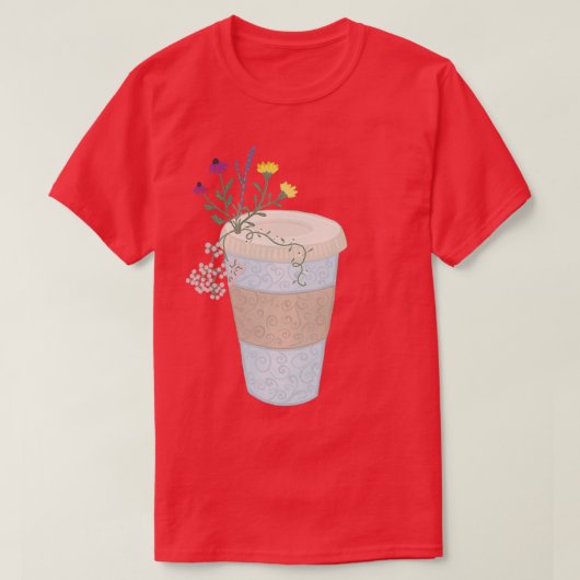 Floral koffie t-shirt (Design voorkant)