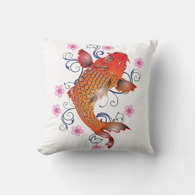 Floral koi carp kussen (Voorkant)