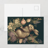 Floral konijn in een  tuin briefkaart (Voorkant / Achterkant)
