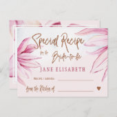Floral koperen glitter script vrijgezellenfeest re briefkaart (Voorkant / Achterkant)
