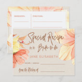 Floral koperen glitter script vrijgezellenfeest re briefkaart (Voorkant / Achterkant)