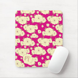 Floral koperen pastel geel op Fuchsia-achtergrond Muismat