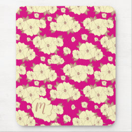 Floral koperen pastel geel op Fuchsia-achtergrond Muismat