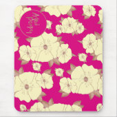 Floral koperen pastel geel op Fuchsia-achtergrond Muismat (Voorkant)