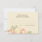 Floral koraal perzik en abrikoos bruiloft reactie kaart (Voorkant)