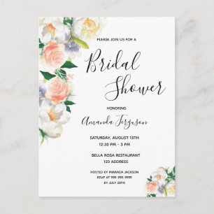 Floral koraal roos goud Bridal Shower-uitnodiging Briefkaart