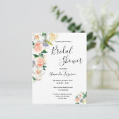 Floral koraal roos goud Bridal Shower-uitnodiging Briefkaart (Staand voorkant)