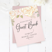 Floral koraal voor Elegant Wedding Guest Book Flyer