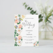 Floral koral script roos gouden bruiloft uitnodigi briefkaart (Staand voorkant)