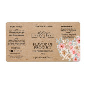 Floral krafat & logo Essential Oil Bottle Label (Voorkant)