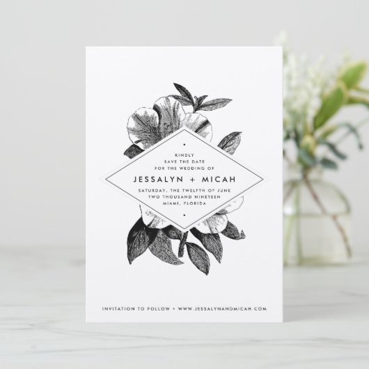 Floral Kraft bruiloft Save The Date (Staand voorkant)