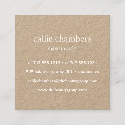 Floral Kraft, geverfde Waterverf Vierkante Visitekaartje (Achterkant)