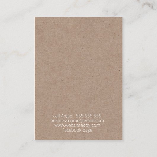 Floral Kraft Handgemaakte Oorbellen Sieraden Displ Visitekaartje (Achterkant)