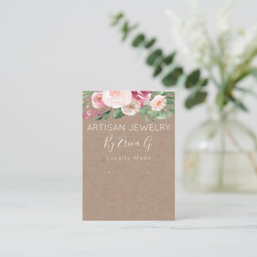 Floral Kraft Handgemaakte Oorbellen Sieraden Displ Visitekaartje (Staand voorkant)