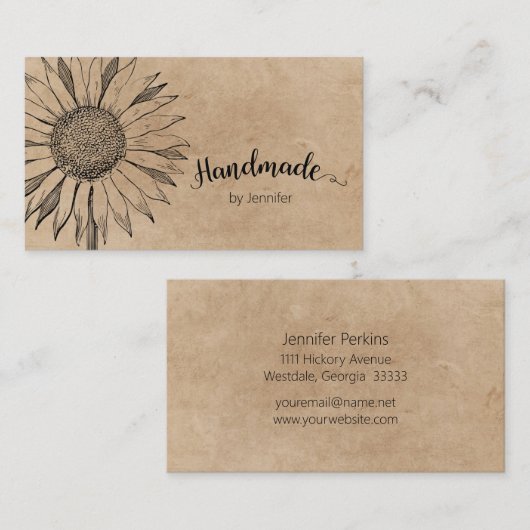  Floral Kraft Minimalist Handmade Visitekaartje (Voorkant / Achterkant)