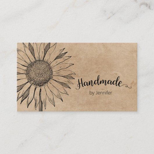  Floral Kraft Minimalist Handmade Visitekaartje (Voorkant)