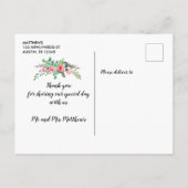 Floral Kraft Script Rustic Wedding Bedankt Aankondigingskaart (Achterkant)