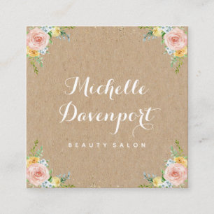 Floral kraft square visitekaartje