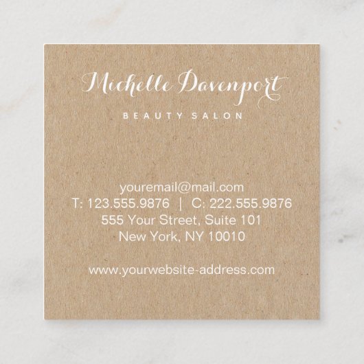 Floral kraft square visitekaartje (Achterkant)