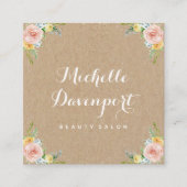 Floral kraft square visitekaartje (Voorkant)
