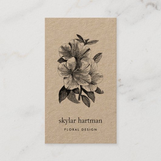 Floral Kraft | Verticaal Visitekaartje (Voorkant)