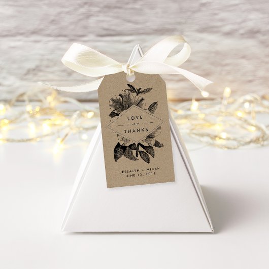Floral Kraft Wedding Favor Dank je Cadeaulabel