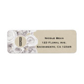 Floral Kraft Wedding White Rustic Winter Rozen Etiket (Voorkant)