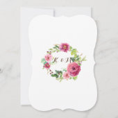 Floral krans blad beugel Raspberry Rozen pioenen Kaart (Achterkant)