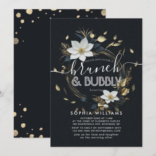 Floral krans bruiloft brunch bubble Vrijgezellenfe Kaart (Voorkant / Achterkant)