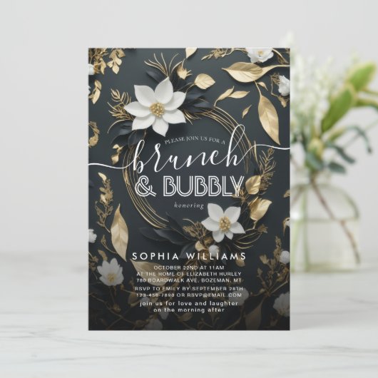 Floral krans bruiloft brunch bubble Vrijgezellenfe Kaart (Staand voorkant)