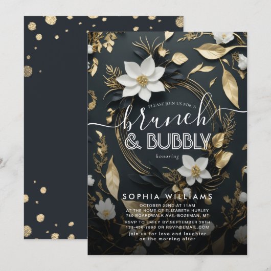 Floral krans bruiloft brunch bubble Vrijgezellenfe Kaart (Voorkant / Achterkant)