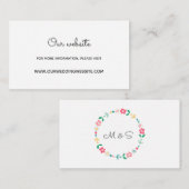 Floral krans bruiloft website kaart (Voorkant / Achterkant)
