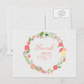 Floral krans dank u Briefkaart (Voorkant / Achterkant)