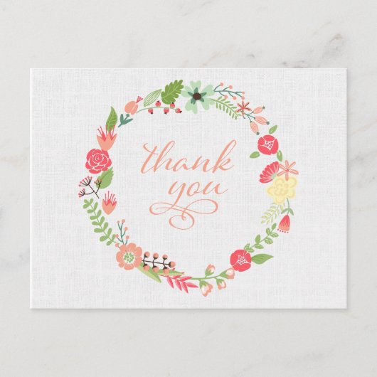 Floral krans dank u Briefkaart (Voorkant)
