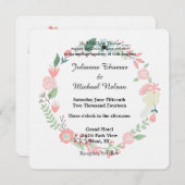 Floral krans en hart bruiloft kaart (Voorkant / Achterkant)