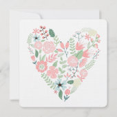 Floral krans en hart bruiloft kaart (Achterkant)