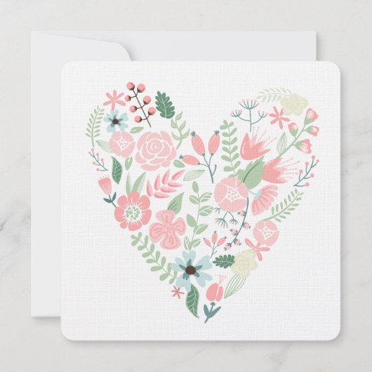 Floral krans en hart bruiloft kaart (Achterkant)