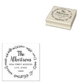Floral krans familienaam retour adres stempel (Gestempeld)