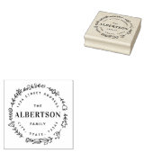 Floral krans familienaam retouradres rubberstempel (Gestempeld)